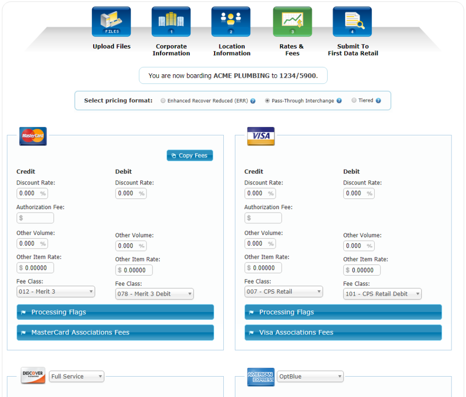 Step Four: Rates and Fees