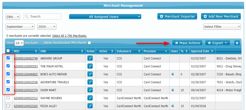 01 select-merchants Merchant management page