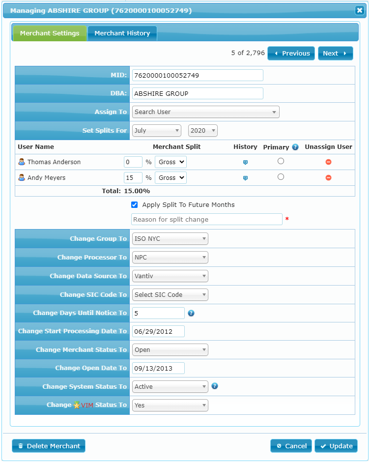 09 manage-merchant Merchant settings and history