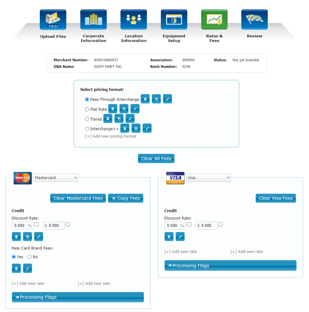 Rates & Fees in TSYS Wholesale Integration for IRIS CRM