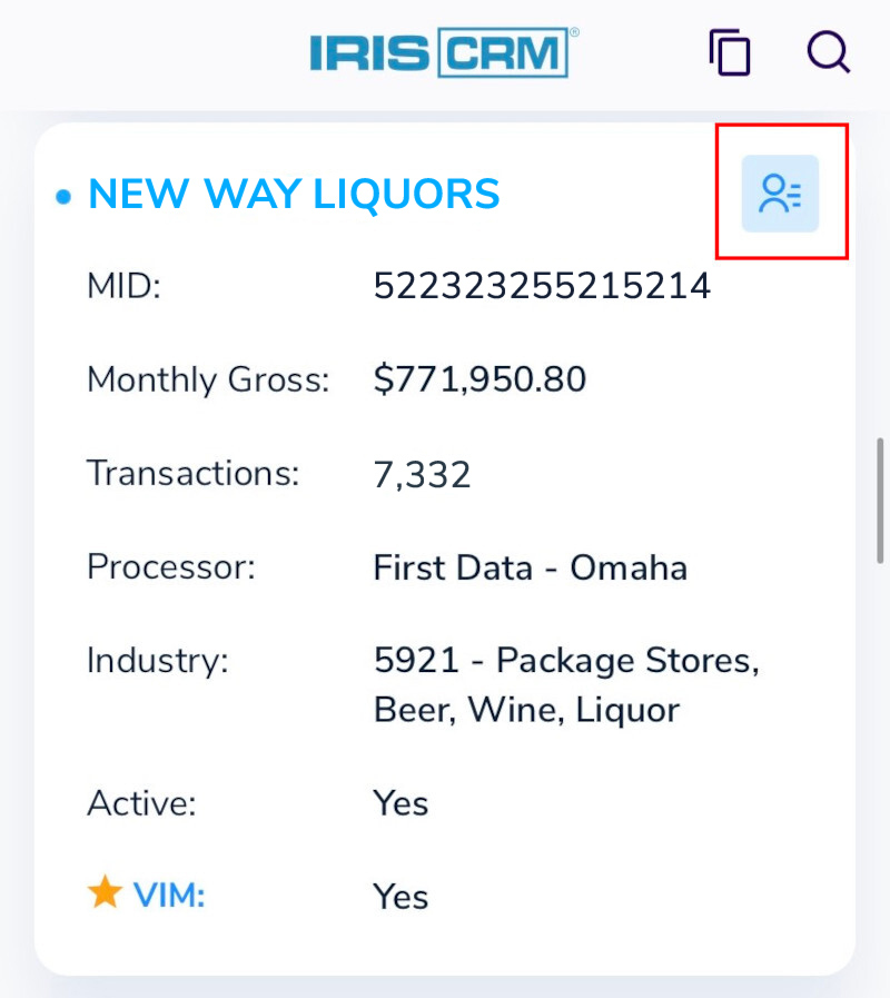 Sales Rep Info in the IRIS CRM Mobile App Sales Rep Info in the IRIS CRM Mobile App