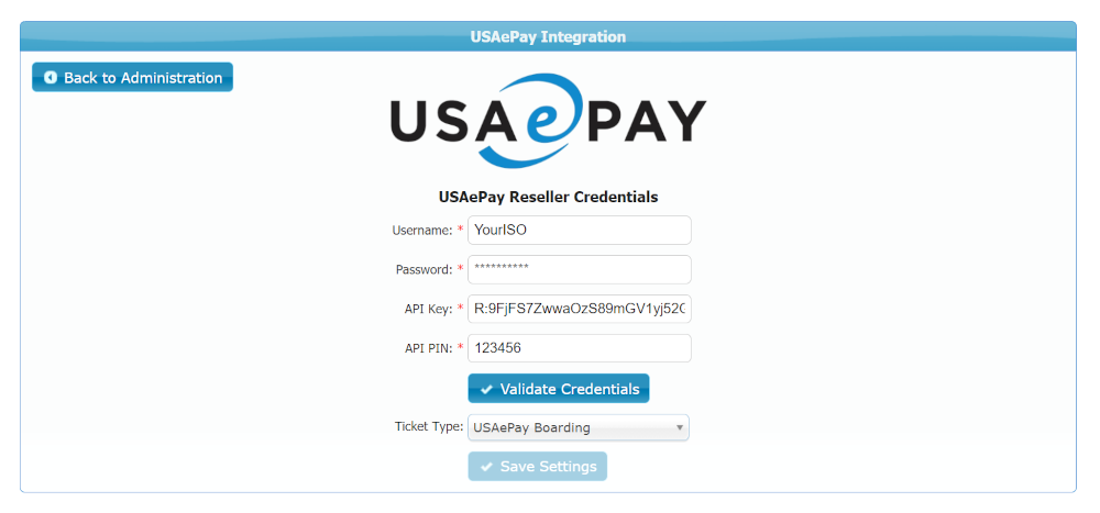 USAePay Configuration Log In Page USAePay Configuration Log In Page