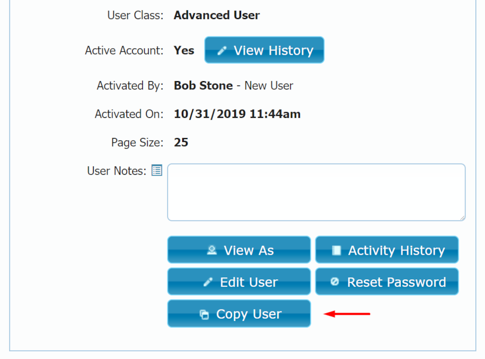 Copy User Profile Button Copy User Profile Button