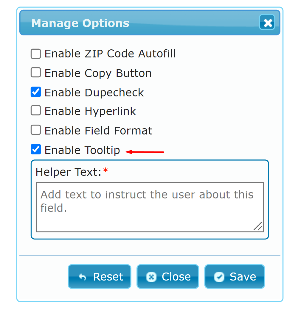 Enable Tooltip