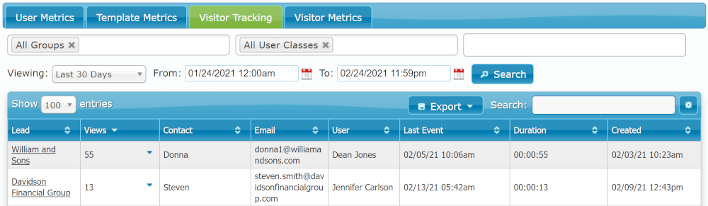 Visitor Tracking Visitor Tracking
