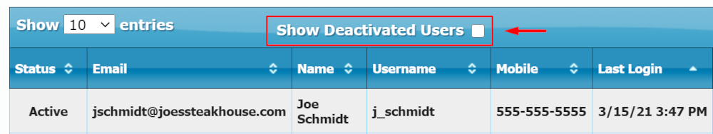 Show Deactivated Users