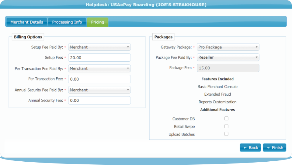 Step 3) Set Pricing and Billing Options