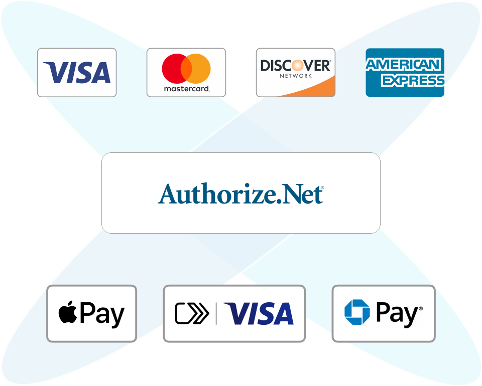 Accept all major card types, including Visa, Mastercard, Discover, American Express, and JCB