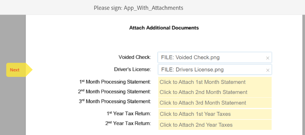 Merchant View When Submitting Attachments