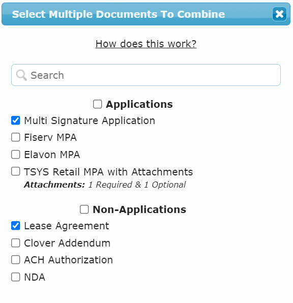 Select Docs to Combine