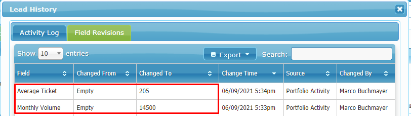 lead history tracking