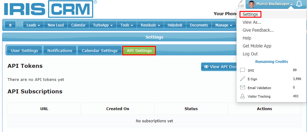 API Settings API Settings