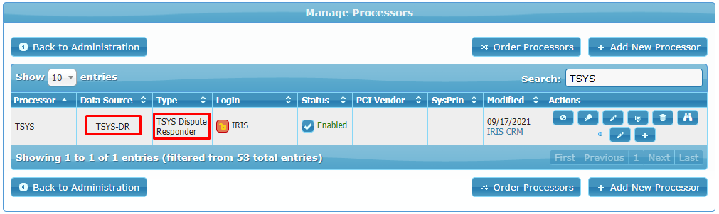 TSYS Dispute Responder Datasource TSYS Dispute Responder Datasource