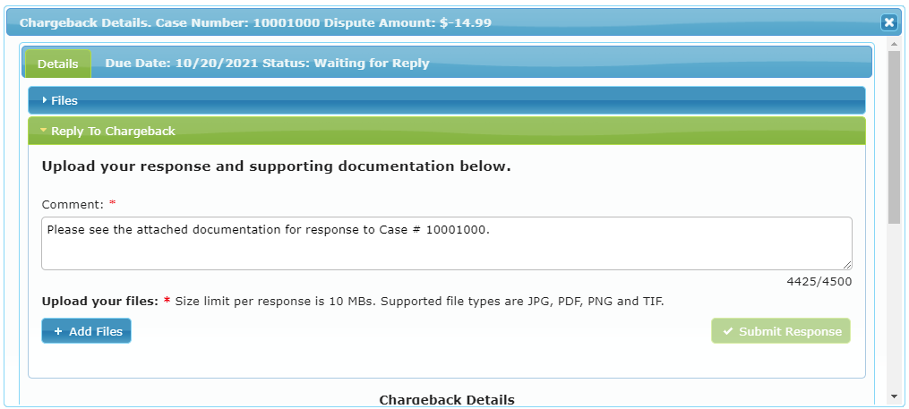 Reply to TSYS Chargeback Reply to TSYS Chargeback