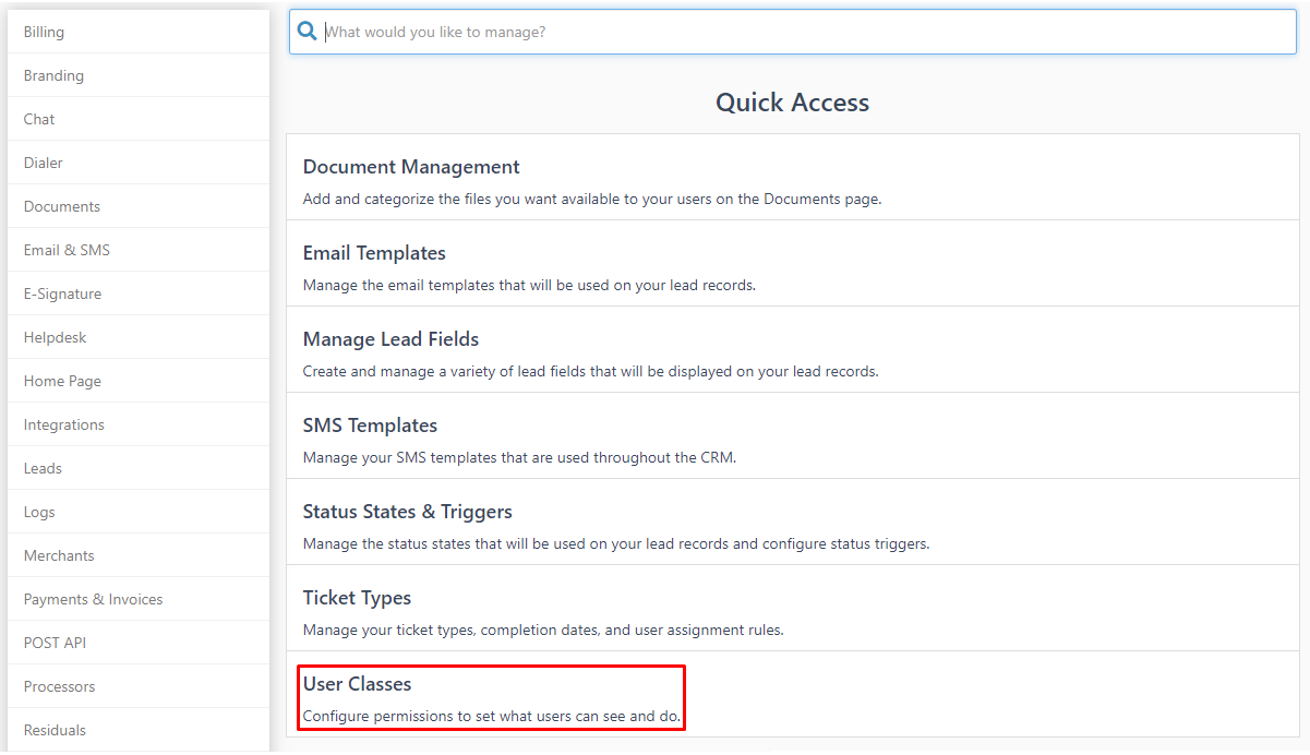IRIS CRM Administration Page