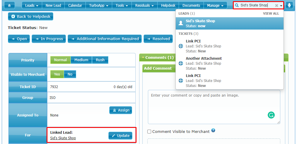 Helpdesk Ticket's Associated Lead