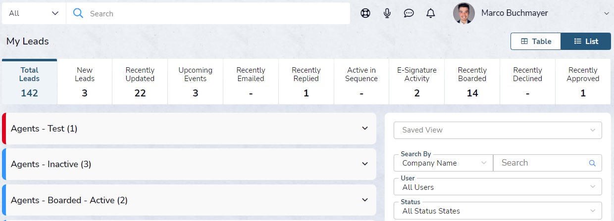 My Leads List View in New UI
