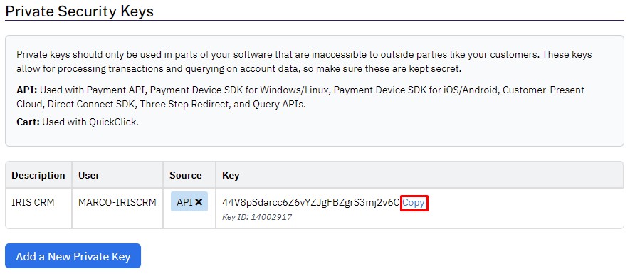 Copy NMI private key