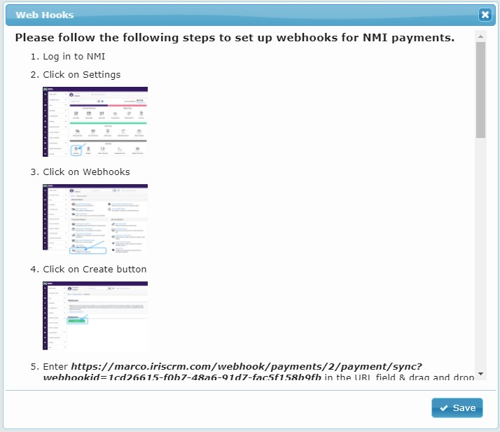 IRIS CRM Webhooks Instructions