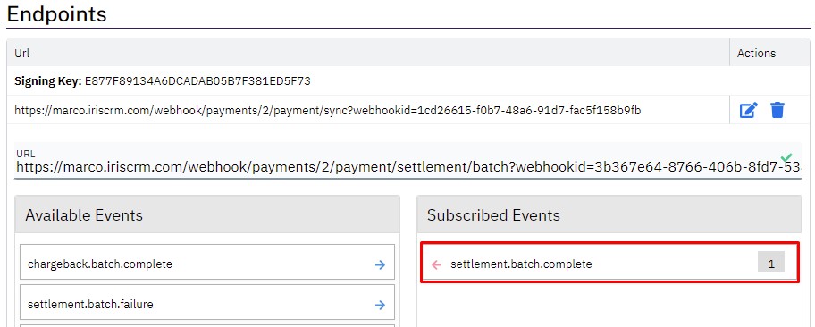 NMI Settle Complete Event