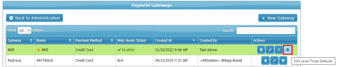 NMI Level Three Defaults