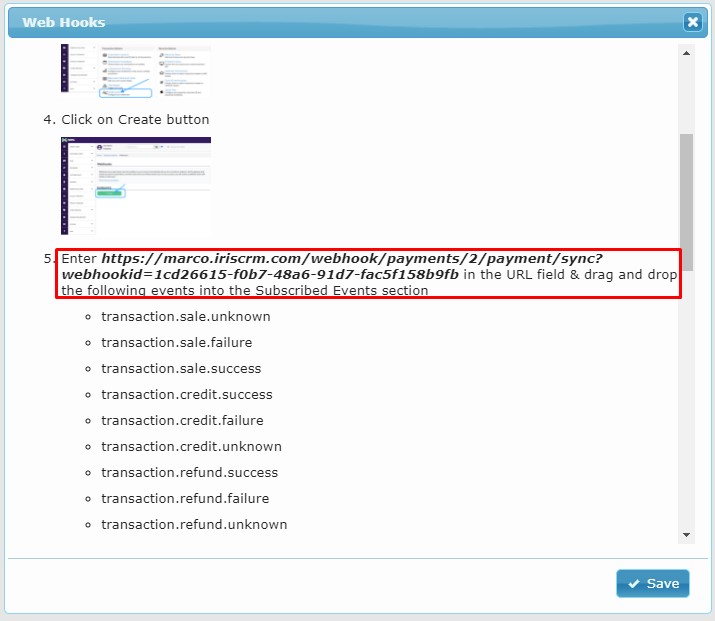 IRIS CRM Webhook URL