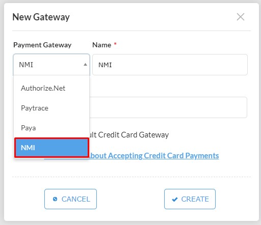 Add NMI Gateway to IRIS CRM