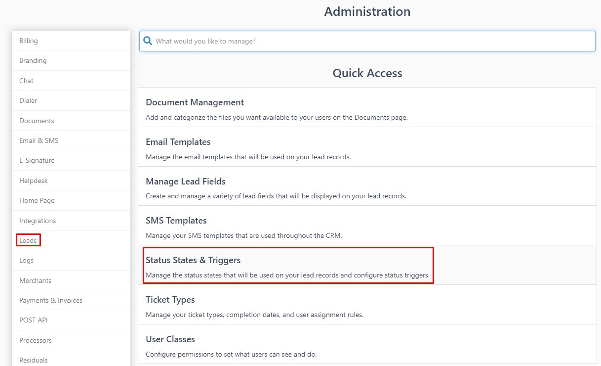 Admin- Status States and Triggers Admin- Status States and Triggers