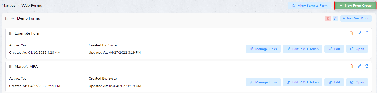 Add New Form Group