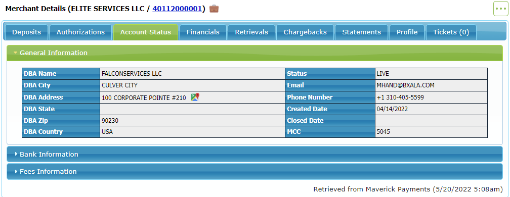Maverick Payments Merchant Account Details